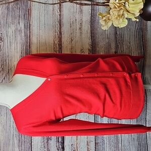 NEW GRACE KARIN CHRISTMAS RED BUTTON-UP LONG SLEEVE CARDIGAN SWEATER